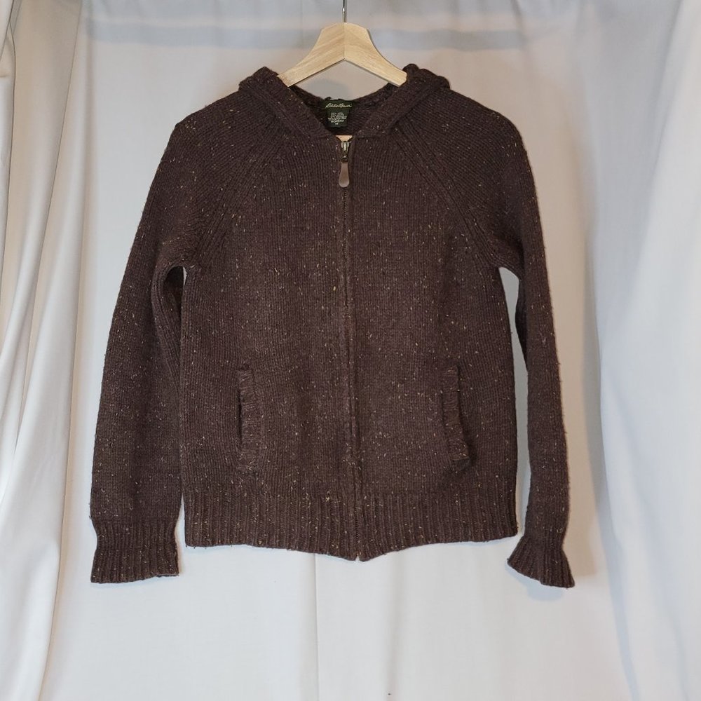 Eddie Bauer Wool Sweater Full Zip - Brown - Gently worn - Women's size medium